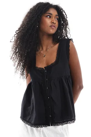 ASOS Babydoll-cami-top i bomuld med blondekant