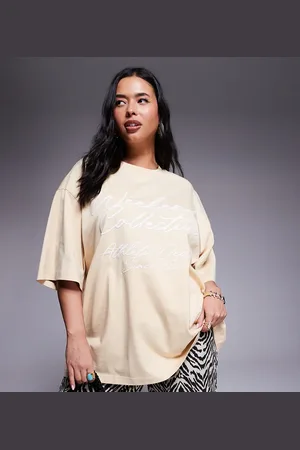 ASOS Weekend Collective Curve - Lysegul oversized T-shirt med skriftlogo