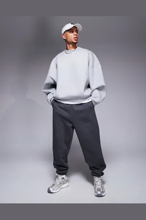 ASOS Premium - Oversized og forvaskede sorte joggingbukser i kraftigt 400 gsm-stof-Grå