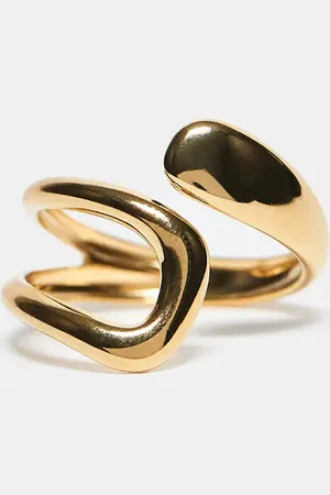 ASOS Omkringgående og guldfarvet ring i vandafvisende og rustfrit stål med snoet design