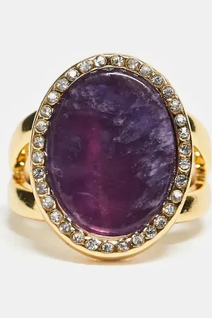 ASOS Guldfarvet ring med iøjnefaldende imiteret ædelsten og krystal