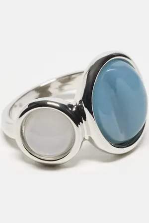 ASOS Sølvfarvet ring med imiterede halvædelsten