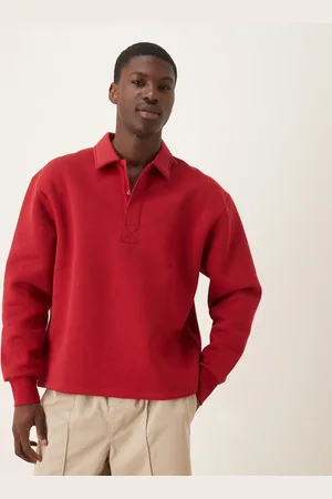 ASOS Oversized polotrøje med knapper i rød