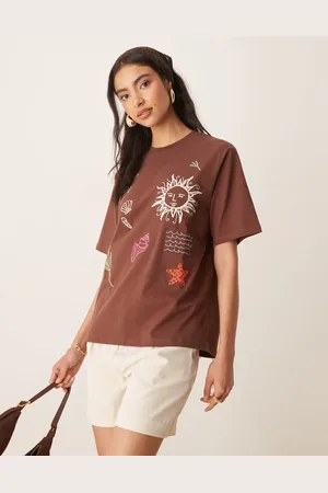 ASOS Oversized T-shirt med sol- og strandbroderier