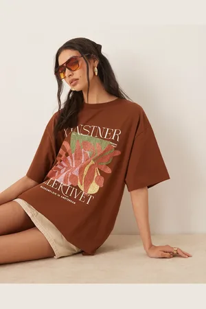 ASOS Chokoladebrun oversized T-shirt med kunstgrafik