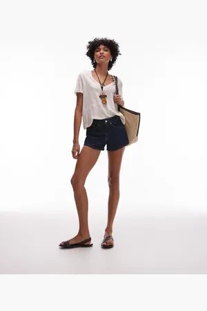 Topshop Indigoblå knicker-shorts i denim