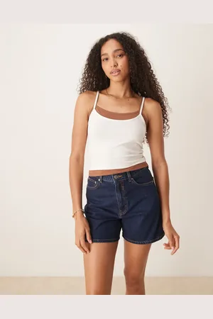 ASOS Cami-top med dobbeltlag i chokoladebrun/cremehvid-Multifarvet