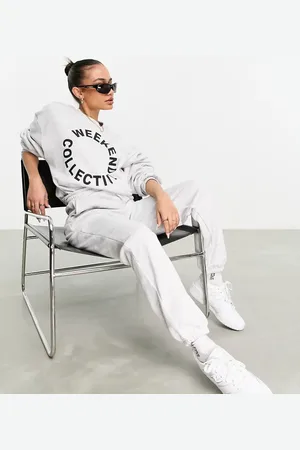 ASOS ASOS - Weekend Collective - Oversized, gråmeleret sweatshirt med logo - Del af sæt