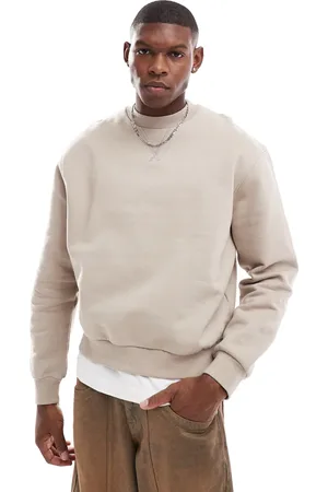 ASOS Premium - Beige oversized firkantet sweatshirt i kraftigt stof på 400 gsm-Neutral