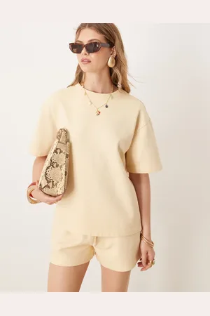 ASOS Lysegul sweat-T-shirt i firkantet pasform - Del af sæt