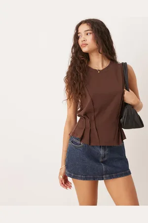 ASOS Chokoladebrun korsettop med sømdetaljer