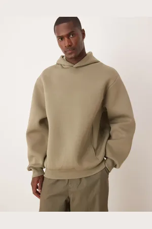 ASOS Oversized kakigrøn hættetrøje med firkantet pasform i kraftigt stof