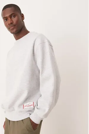 ASOS Oversized og gråmeleret sweatshirt med mærke-Hvid