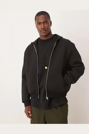 ASOS Oversized hættetrøje i kraftigt scuba-stof med lynlås og firkantet pasform