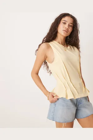 ASOS Lysegul top med korsetdesign med syningsdetaljer