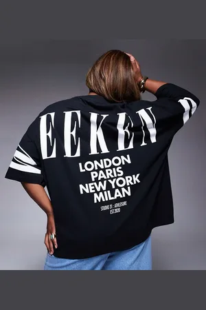 ASOS Weekend Collective Curve - Icon - Oversized T-shirt med logoprint på ryggen