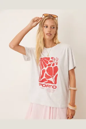 ASOS Meleret lysegrå T-shirt med grafisk 