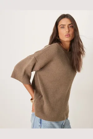 ASOS Mokkafarvet, chunky og oversized T-shirt i strik-Brun