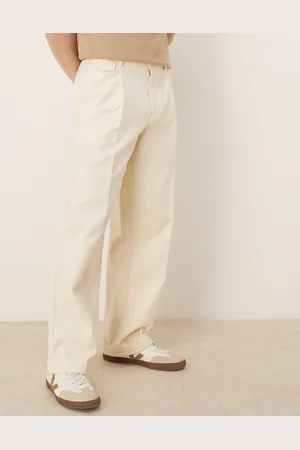 ASOS Hvide elegante chinos med vide ben og plisseringer foran i bomuld
