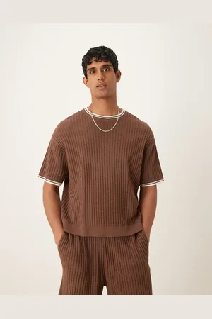 ASOS Strikket oversized T-shirt med cremehvide striber i kanten