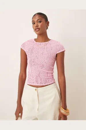 ASOS Babylyserød hæklet baby-T-shirt med flæser