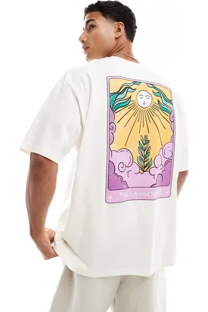 ASOS Råhvid oversized T-shirt med kosmisk grafik