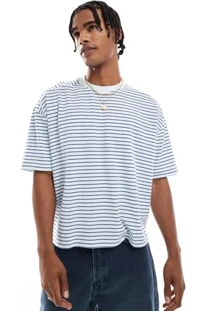 ASOS Oversized råhvid T-shirt med striber og firkantet pasform