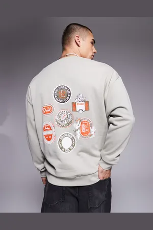 ASOS Grå oversized sweatshirt med print med ølmærker