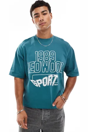 ASOS Grøn oversized T-shirt med sportsgrafik i firkantet pasform