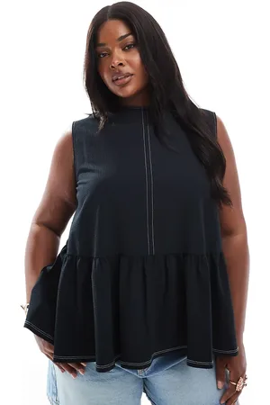 ASOS ASOS DESIGN Curve - og ærmeløs peplum-top med bindebånd på ryggen