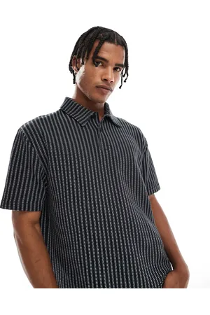 ASOS Afslappet poloskjorte med firkantet pasform og /hvide striber