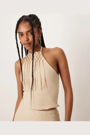 ASOS Halterneck-top med frynser - Del af sæt-Neutral