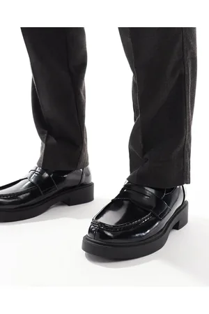 ASOS Sorte penny-loafers i laklæder