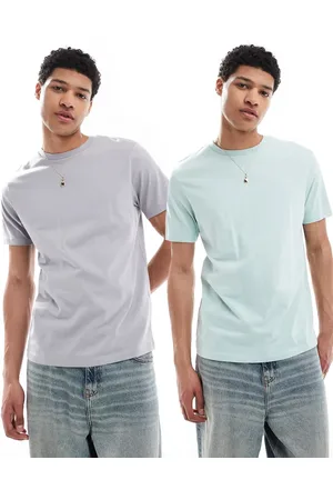 ASOS Essentials - Pakke med 2 T-shirts med rund hals i grå/blå-Multifarvet