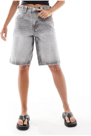 Bershka Grå baggy longline shorts med justerbar talje