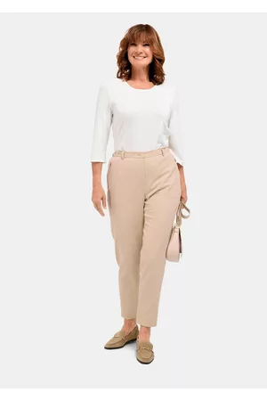 GOLDNER Mukavat ribbipintaiset housut, classic-malli - beige - Gr. 19