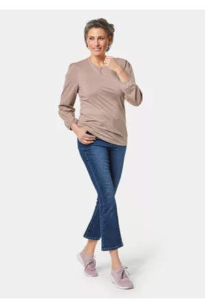 GOLDNER T-paita metallilankaefektein - beige - Gr. 20