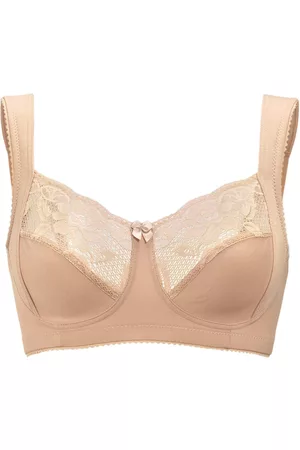 GOLDNER Kaarituettomat rintaliivit puuvillaa ja pitsiä - beige - Gr. 90