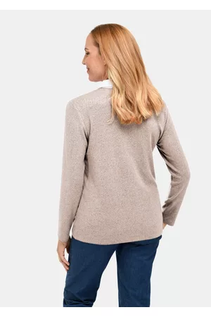 GOLDNER Lämpöneulospaita, jossa pehmeä sisäpuoli ja puuvillakaulus - beige / meleerattu - Gr. 22