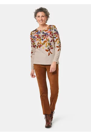GOLDNER Kaunis edestä kuvioitu printtineulospaita - beige / kuvioll. - Gr. 23
