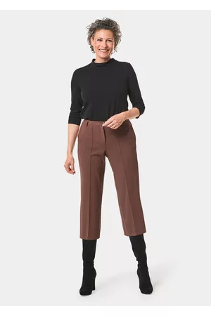 GOLDNER Mukavat culottes-housut pidentävin laskoksin - kamelinruskea - Gr. 48