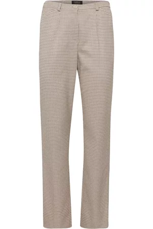 GOLDNER Ruudulliset Comfort-housut - beige / musta / ruudull. - Gr. 23