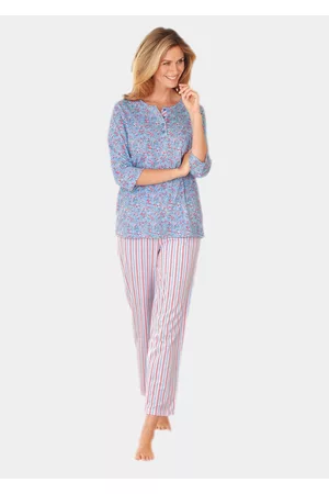 GOLDNER Kukkakuvioinen pyjaman yläosa - vaaleansininen / korallinpunainen / kukallinen - Gr. 18/19