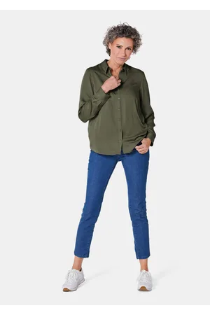 GOLDNER Pusero kokopitkällä nappilistalla - khaki - Gr. 19