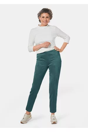 GOLDNER Modernit leggingsit trendikästä keinomokkaa - smaragd - Gr. 38