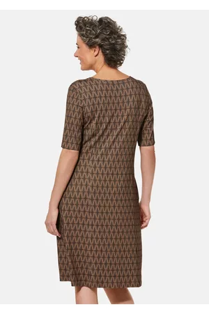 GOLDNER Muodikkaasti printtikuvioitu joustava jerseymekko - / kamelinruskea - Gr. 42
