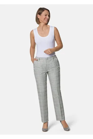 GOLDNER Ruudulliset Comfort-housut - beige / ruudull. - Gr. 205