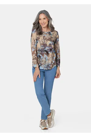 GOLDNER Collegepusero, jossa painatus - beige / kuvioll. - Gr. 20