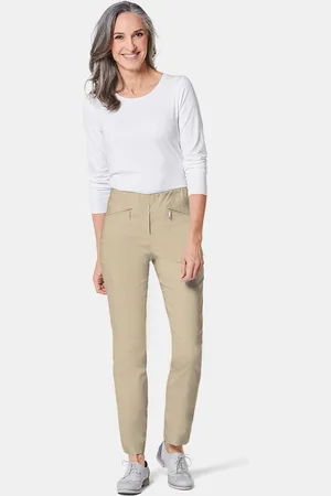 GOLDNER Superjoustavat housut LOUISA vetoketjutaskuin - beige - Gr. 205