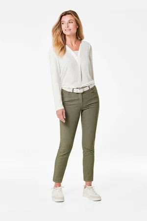 GOLDNER Bella-caprifarkut superjoustavaa kangasta - khaki - Gr. 215